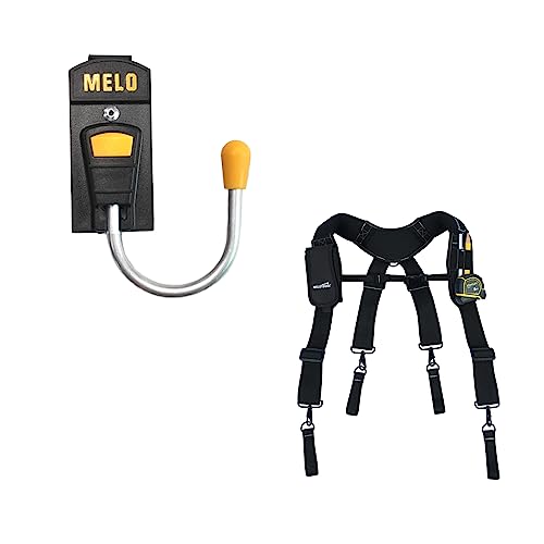 MELOTOUGH Tool Holster Cordless Drill Holster/Hook Single + 1 PCS Work Belt Suspender Tool Belt Suspenders Bag Suspenders for Men Heavy Duty with Gel Shoulder Pad