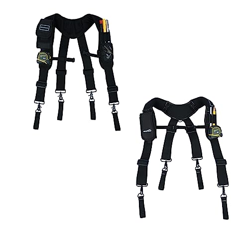 Magnetic Suspenders Tool Belt Suspenders with Large Moveable Phone Holder + Work Belt Suspender Tool Belt Suspenders Bag Suspenders for Men Heavy Duty with Gel Shoulder Pad