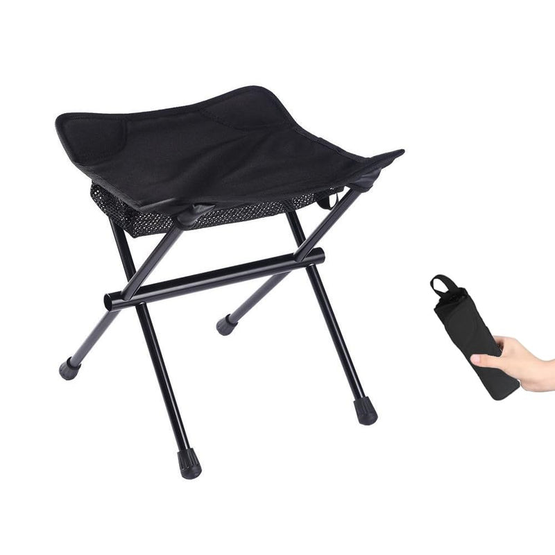 Camping Stool Lightweight Small Folding Chair 13 Inch Portable Folding Stool for Outdoor Walking Hiking Fishing 400 LBS (Stool-Black) Black