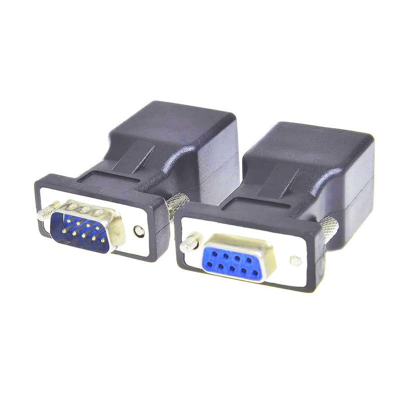 RS232 DB9 to RJ45 Serial Adapter DB9 Male to RJ45 Female Serial Converter and DB9 Female to RJ45 Female Serial Coupler LAN Ethernet Cat5e Cat6 Extender Adapter 2pcs