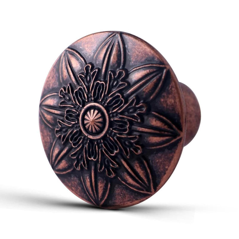 10 Pack Antique Copper Cabinet Knobs,1-2/5" Round Vintage Copper Knobs for Cabinets for Dresser Drawers,Kitchen Cabinet Drawer Knobs and Pulls Retro Copper 10