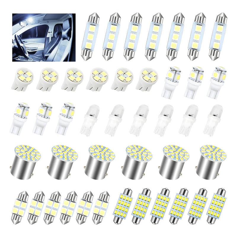 42 Pcs Car LED Lights Kit, Auto Interior Bulbs Set, 6000K 12V T10 For Accessory, Brake, License Plate, Map, Parking Lights