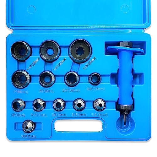 Sutekus Hole Punch Set 14pcs Sharp Hollow Punch Kit Gasket Punch Set Gasket Cutter Foam Cutter Leather Punches Tools 3/16" to 1-3/8"