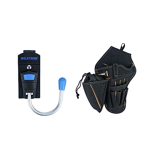 MELOTOUGH Tool Holster Cordless Drill Holster Tool Belt Hook with Metal Clip for Work Belt（Blue 1pcs）+ MELOTOUGH Drill Holster Impact Driver Holster with Bit Pouch (Left Hand)