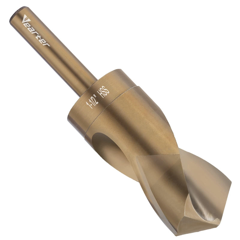 1-1/2'' Twist Drill Bit, HSS M2 Quick Change Jobber Drill Bit with 1/2'' Round Shank, 118 Degree Split Point, Ideal for Steel, Copper, Aluminum, Zinc Alloy, Wood and Plastic 1-1/2''