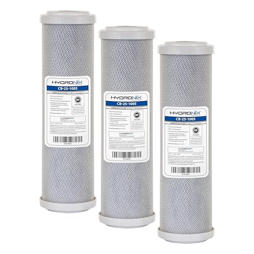 Hydronix CB-25-1005 Whole House RO & Drinking Systems NSF Coconut Carbon Block Water Filter 2.5 x 10-5 Micron (Pack of 3) 2.5 x 10 inches (3 Pack)