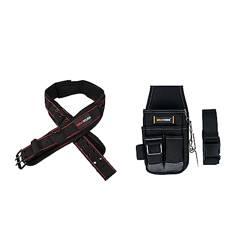 MELOTOUGH Padded Tool Belt with D ring + Pocket Tool Pouch Tool Belt Pouches with Belt Clip Utility Mini Tool Organizer Pouch