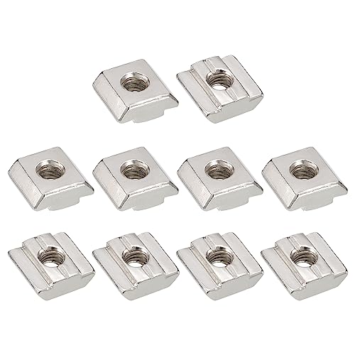 uxcell T Nuts, 50pcs - Nickel Plated Carbon Steel T Slot Bolts, 3030 Series M6 Hammer Head Fastener, Sliding T Nuts for Aluminum Extrusion Profile (Silver)