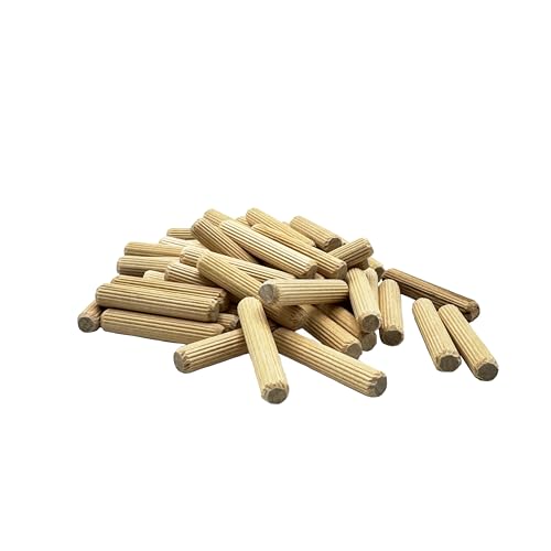 3/8" x 2" Wooden Dowel Pins, 500-Pack – Birch Hardwood, Kiln-Dried, Fluted & Beveled (3/8" x 2", 500pk) 3/8" x 2"