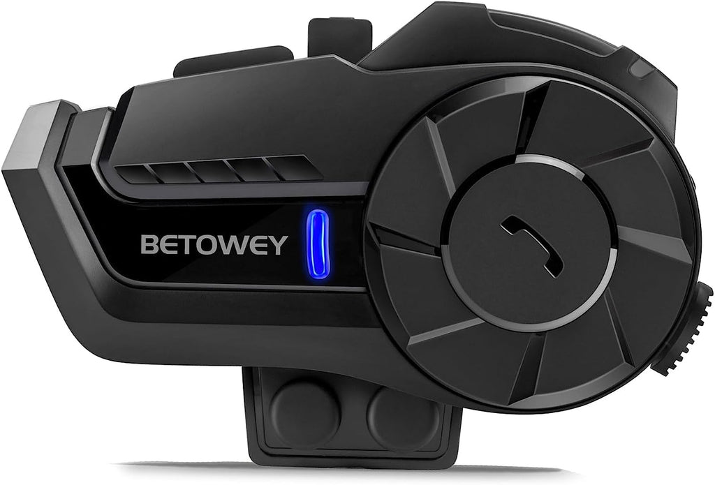 BETOWEY B2X Motorcycle Helmet Bluetooth Headset - Wireless Motorcycle Intercom with Noise Cancellation, Music Playback, and Easy Call Management - Perfect for Dirt Bikes and Motorbikes (Single) Single