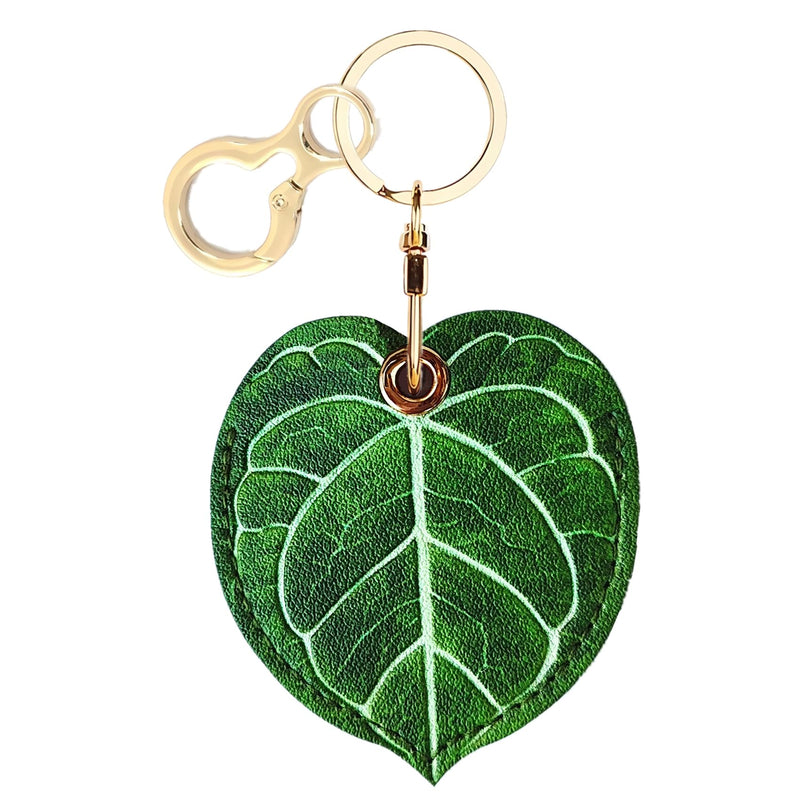Leather Keychain Holder Case Compatible with Apple AirTag, Cute Protective Air Tag Cover with Keychain Ring, Anti-Scratch Finder GPS Tracker Case for Wallet Keys(Textured Leaves) Textured Leaves