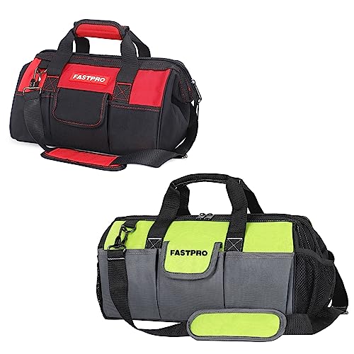 FASTPRO 14-Inch &16-inch Wide Mouth Open Storage Tool Bag, Tool Organizer with With Adjustable Shoulder Strap