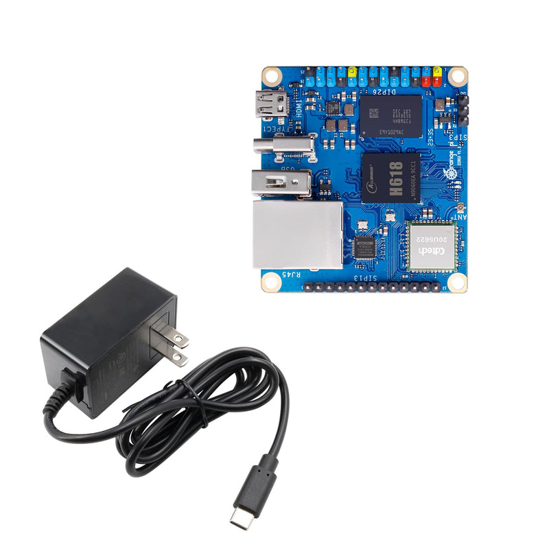 Orange Pi Zero 3 2GB LPDDR4 Allwinner H618 Quad-Core 64 Bit Single Board Computer with 16MB SPI Flash,Support WiFi and BT5.0, Development Board Computer Run Android 12 TV/Ubuntu(Zero3 2G+Power Supply) 2GB+Power Supply