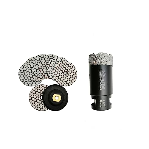 SHDIATOOL Dry Diamond Polishing Pads 4 Inch Set and Core Drill Bits 1-3/8 Inch