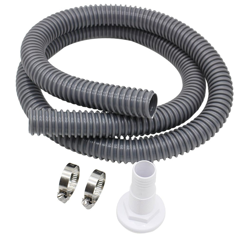 HXH Bilge Pump Hose, Installation Kit, 1-1/8 Inch Dia,6 FT Premium Quality Kink-free Flexible PVC Hose, Stainless Steel Hoop*2 and Thru-Hull Fitting 1-1/8inch Hose