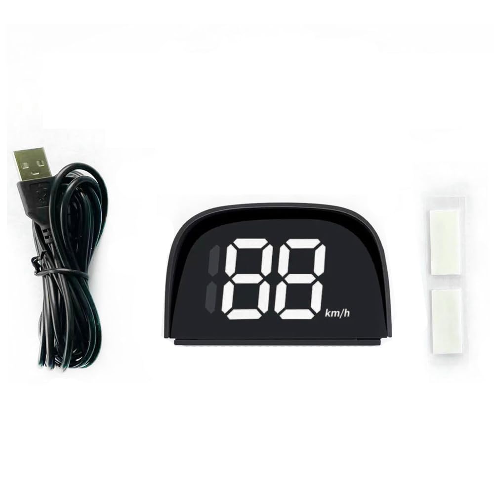 Shkalacar Car Digital GPS Speedometer Car HUD Heads Up Display with Speed, Mph/Kmh，USB Plug and Play for All Car miles White