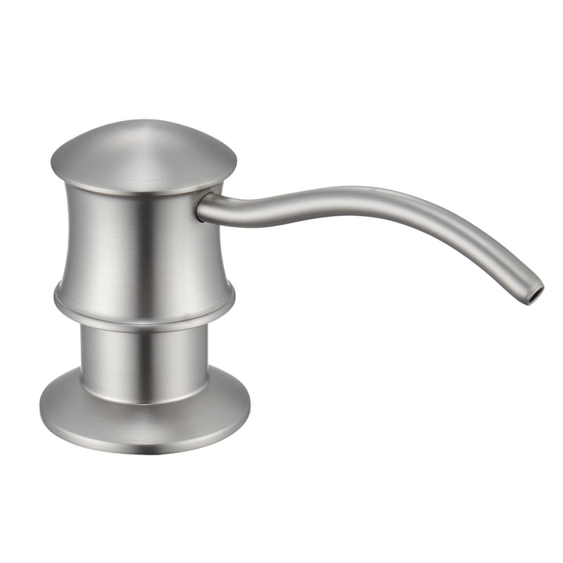 Built in Soap Dispenser for Kitchen Sink Countertop, Solid Brass Pump Head Long Spout with 10.2 Ounce PET Food Safe Material Lotion Bottle, Brushed Nickel Finish