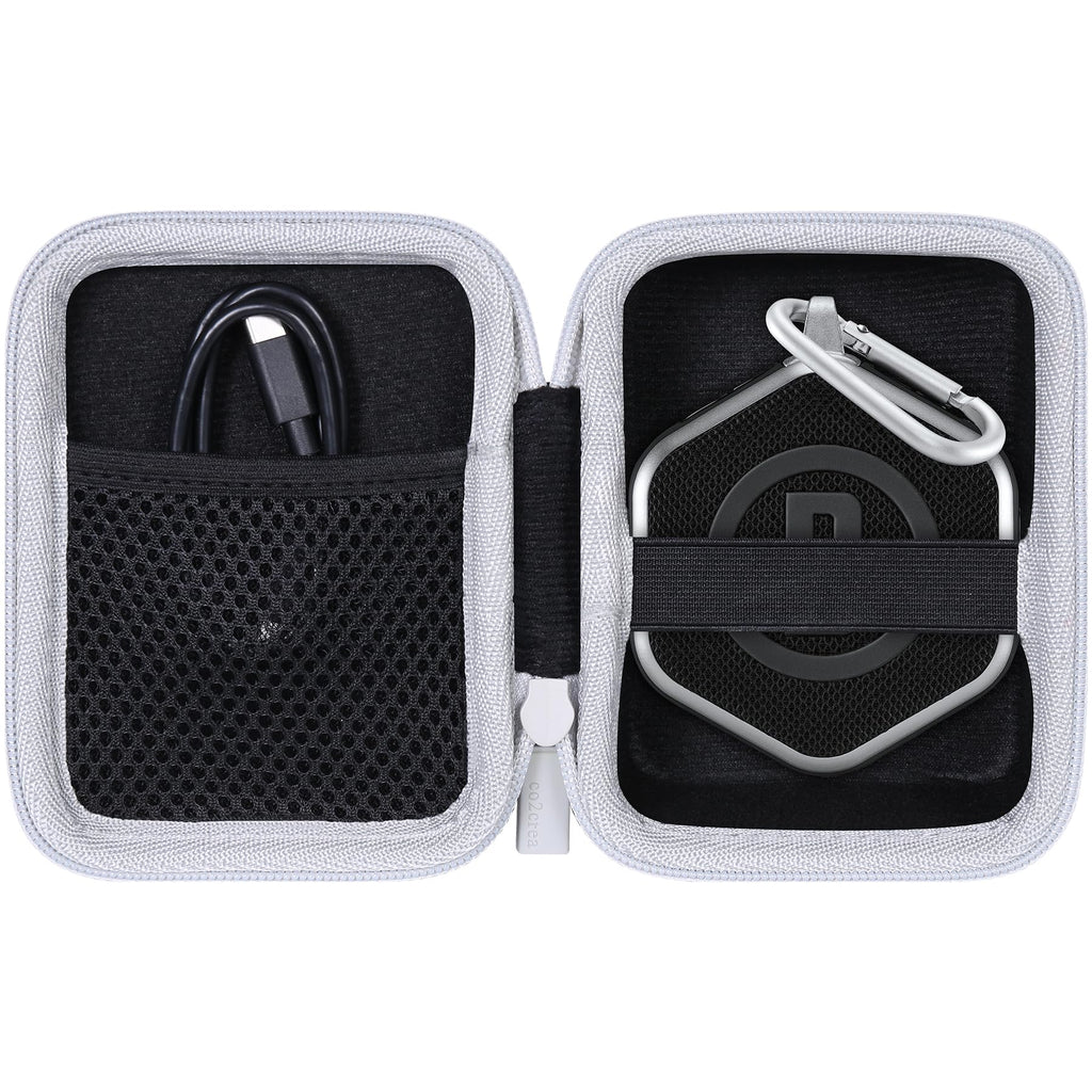 co2CREA Hard Case Compatible with Bushnell Golf Wingman Mini GPS Speaker (Black/Silver) Case for Wingman Mini Black Case + White Zipper