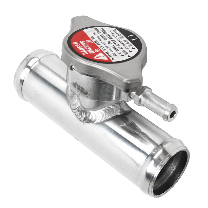 Dioche Radiator Filler Nozzle, Inline Radiator Hose Filler Neck with 16 PSI Closure, 32 mm (1-1/4 Inch) Outer Diameter, Polished Surface Made of T6061 Aluminum for Cars