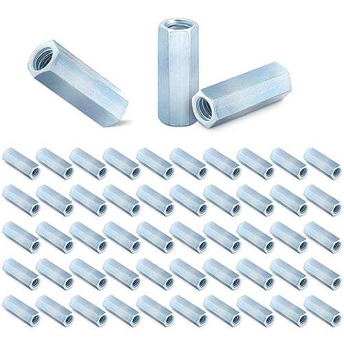 Blulu 50 Pcs Coarse Coupling Nuts 3/8''-16, Zinc Plated Carbon Steel