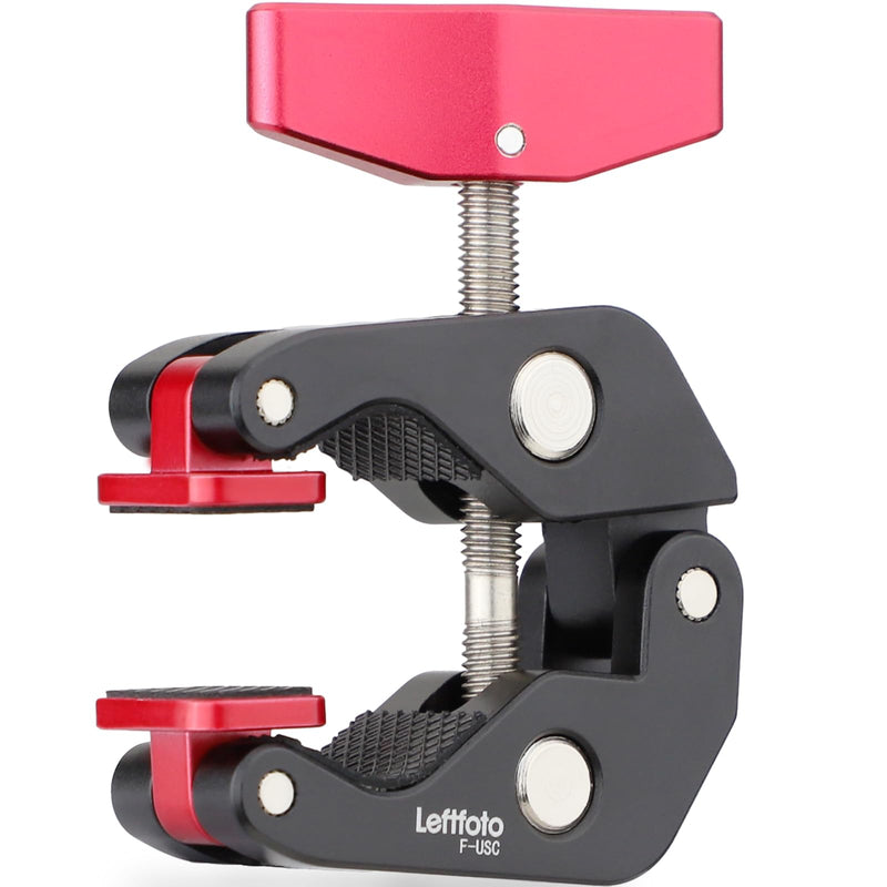 Leftfoto Universal Super Clamp,Crab Shaped Camera Clamp,All-Metal Pliers Clip w/1/4'' and 3/8'' Thread for Tripod Legs/Bicycles/Table/LCD Field Monitors/Microphones/Gopro Sports Camera
