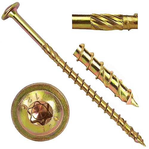 Structural Lag Screws 1/4" x 4-3/4" 100PCS Heavy Duty Wood Screws Yellow 1/4" x 4-3/4" - 100 SCREW COUNT