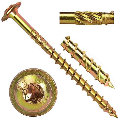 Structural Lag Screws 1/4" x 3-1/4" 100PCS Heavy Duty Wood Screws Yellow 1/4" x 3-1/4" - 100 SCREW COUNT
