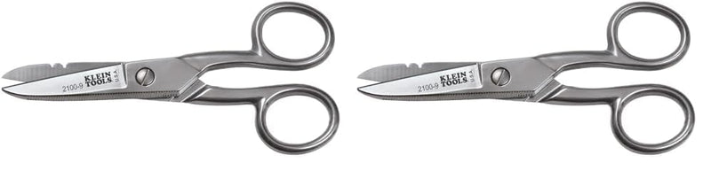 Klein Tools 2100-9 Stainless Steel Electrician's Scissors with Stripping Notches, 5-1/4-Inch (Pack of 2) 1 Count (Pack of 2)