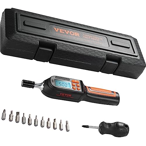 VEVOR Digital Torque Screwdriver, 1/4" Drive Screwdriver Torque Wrench, Electrician Torque Screwdriver with LCD, 2.65-70.67 in-lbs Torque Range, 0.01 N.m Increment Torque Screwdriver with Bits & Case Ultra 2.65-70.67 in-lb
