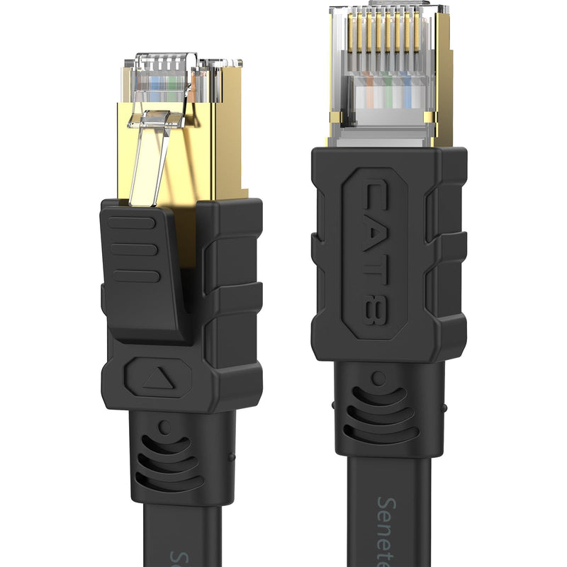 Cat 8 Ethernet Cable 20FT, High Speed 40Gbps 2000Mhz Flat Internet Network Patch Cord, RJ45 Shielded Outdoor&Indoor LAN Cable, Compatible for Gaming, PC, PS5/4/3, Xbox, Modem, Router Black 1