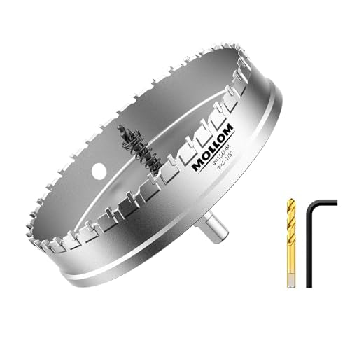 Mollom 6-1/8" (156mm) Heavy Duty Carbide Hole Saw with 2 Pilot Bits 156mm | 6-1/8" 1