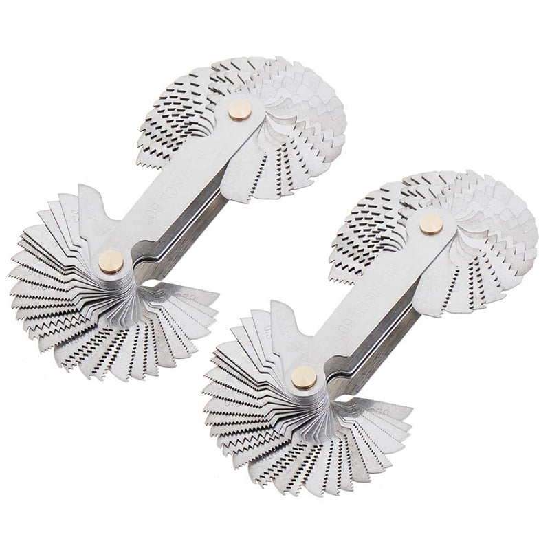 ChgImposs 2PCS Metric & Imperial & US Screw Gauge SAE Whitworth 55 Degree & Metric 60 Degree & & US 60 Degree Thread Pitch Gauge for Industrial Measurement 2