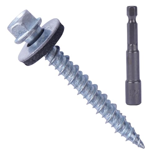 Metal Roofing Screws 10 x 2 inch, Hex Head Sheet Metal Roof Screw with EPDM Washer for Corrugated Roofing (250Pcs)