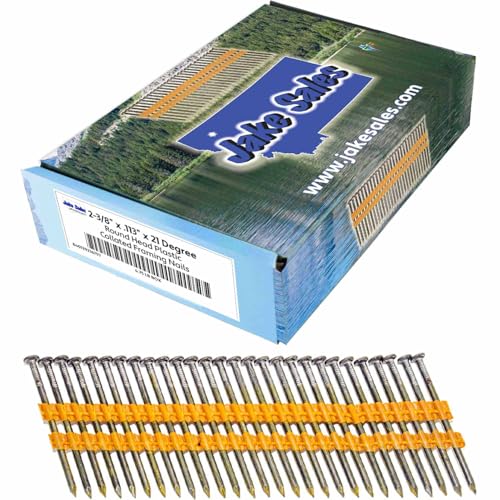2-3/8" x .113 (8d) 21 Degree Plastic Collated Framing Nail in Plastic Strip - (Small Box) ~700 Nails BRIGHT FINISH 2-⅜" x .113" SMALL BOX