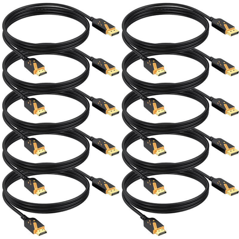 4K DisplayPort to HDMI Cable, 6FT, 10-Pack, Gold-Plated | 4K UHD Video & Audio. Gold-plated Connectors. Uni-directional DP to HDMI. Works with PC, Monitor, HDTV, Projector. Orange
