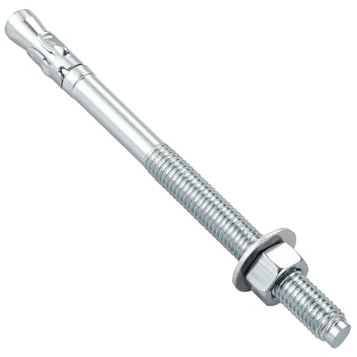 Wensilon 1/2x7" 10Pcs Inch Standard Fasteners for Heavy-Duty Zinc Wedge Anchors for Cement and Concrete 1/2x7" 10
