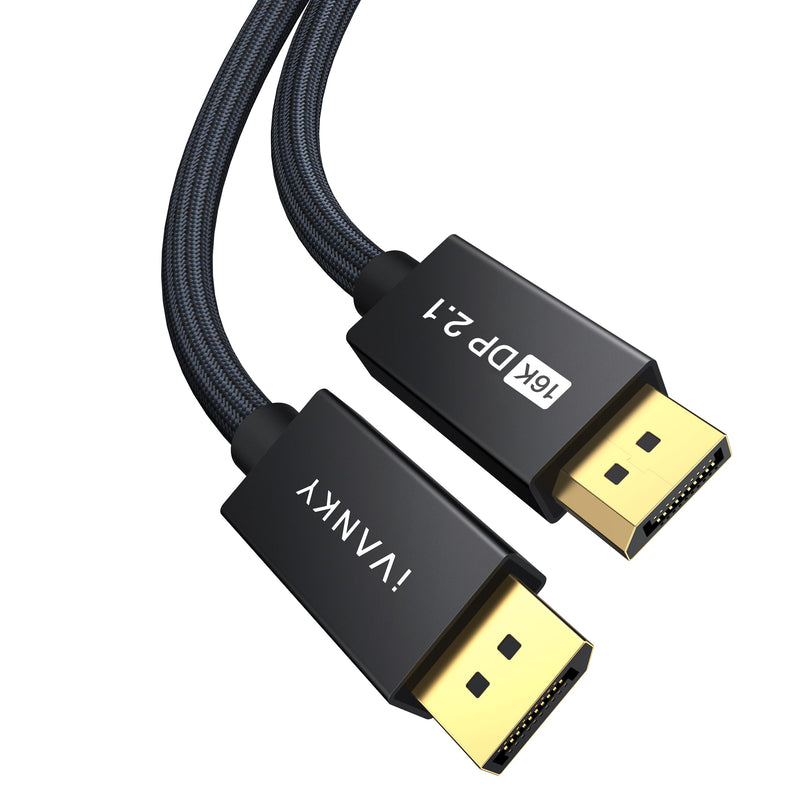 IVANKY 16K Displayport Cable 10ft, DP Cable 2.1 [16K@60Hz, 8K@120Hz, 4K@240Hz/165H, 2K@360], High Speed Braided Display Cable 2.1 Support HDR10, HDCP 2.2, DSC 1.2a for Graphics/Gaming Monitor/TV, 10FT 10 Feet