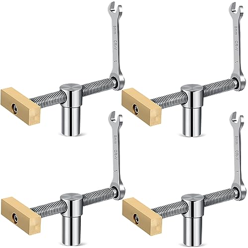 Lasnten 4 Pcs Woodworking Bench Dog for Clamp 19mm Adjustable Dog Hole Clamp 3/4 Inch Stainless Steel Brass Workbench Stop Silver Workbench Accessories for Woodworking DIY Positioning Tools
