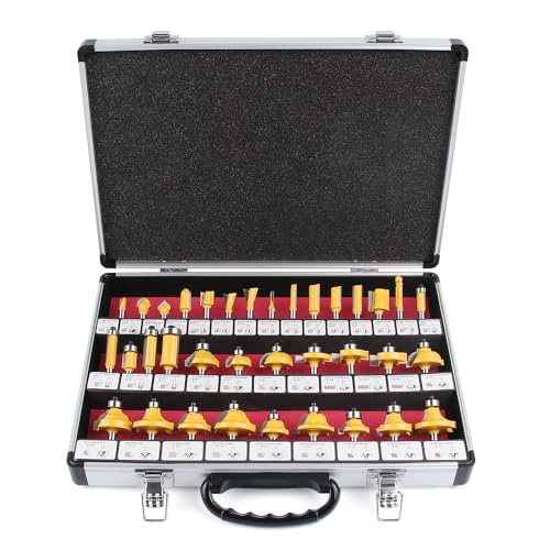 Newdeli Router Bit Set 35 Pieces 1/4 Inch Shank Tungsten Carbide Tipped Router Bits for Professional Woodworkers and Beginners with Aluminum Alloy Storage Box 35Pcs Router Bit Set 1/4'' Shank
