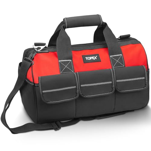TOPEX 16 Inch Wide-Mouth Tool Bag with Adjustable Shoulder Strap