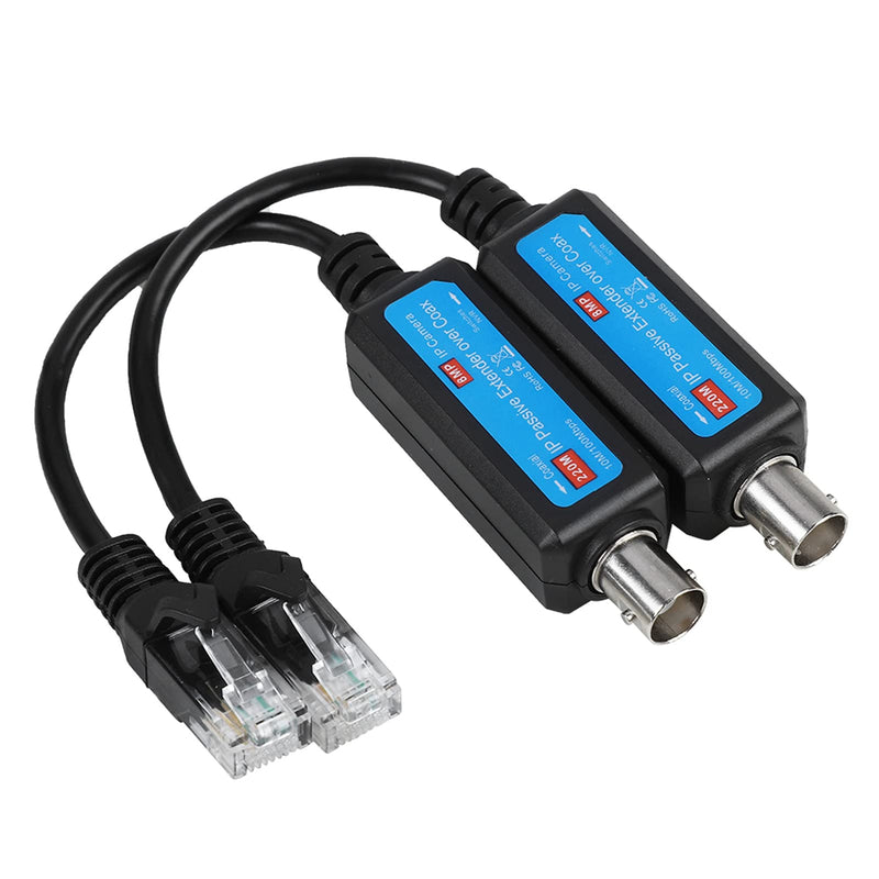 IP Passive Network Coaxial Transmitter, 1 Pair 10/100Mbps 1CH Passive IP Network Coaxial Transceiver Converter Extender for IP NVR Camera System