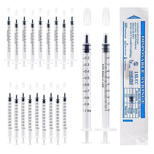 1 ml Colostrum Syringe Plastic Syringes with Caps, No Needle | for refilling measuring liquids scientific laboratories plant watering animal feeding glue applicator-20 20 x 1ml syringes