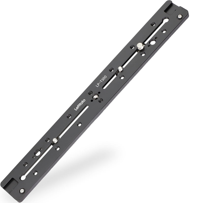 LEFTFOTO 350mm Double Dovetail Slide Rail with Arca Swiss Quick Release Plate,Locating Hole for ARRI,1/4" & 3/8" Threads,Cold Shoe - for DSLR Camera Tripod Ballhead