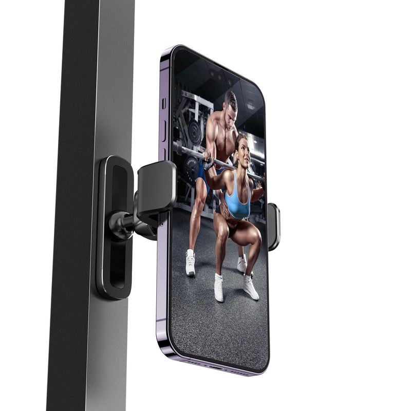 APPS2Car Gym Magnetic Phone Holder, 360 Adjustable, Compatible with 4.7-6.5" Smartphones, Alloy Base and Joint, Black Black - 1 Pack