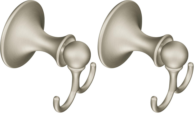 Moen DN7703BN Lounge Robe Hook, 1 Count (Pack of 2), Brushed Nickel 1 Count (Pack of 2)