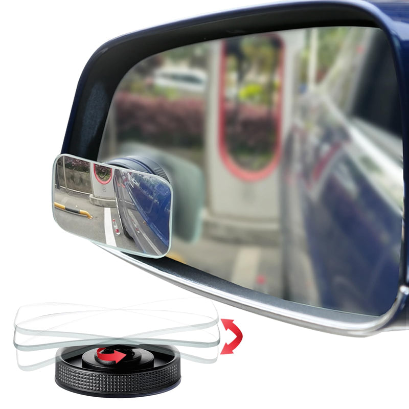 Suction Cup Blind Spot Mirror, Ampper HD Glass Frameless Removable Convex Wide Angle Rear View Mirror (Rectangular, Pack of 2) Rectangular