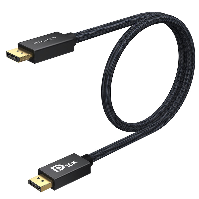 IVANKY 16K Displayport Cable 3.3ft, VESA Certified Short DP 2.1 Cable [16K@60Hz, 8K@120Hz, 4K@240Hz/165Hz, 2K@360Hz],DisplayPort 2.1 Cable Support HDR10, HDCP 2.2 for Gaming Monitor/PC/Graphics, 3.3FT 3.3 Feet 1