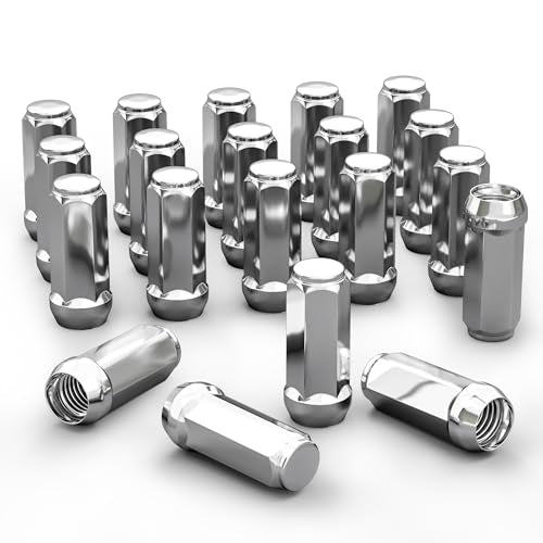 YIZBAP 20pcs 1/2-20 Wheel Lug Nuts, 20PCS Closed End Lug Nuts 19mm Hex Silver Length: 1.89 Inch