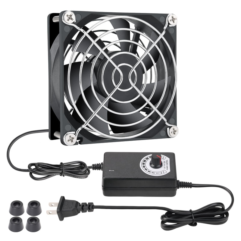 80mm Small Computer Fan with AC Plug, 110V 120V 220V 240V Fan with Speed Controller, Cooling for Gaming PC, Modem, Cabinet, Terrarium, Greenhouse 3.1x3.1x1.0in