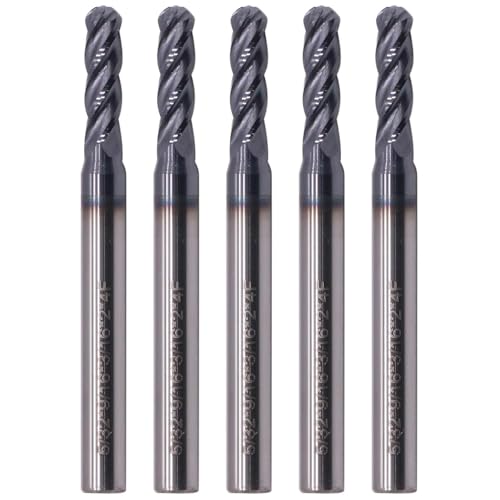 BestParts 5Pcs 5/32" 4 Flute Solid Carbide Ball Nose End Mill, AlTiN Coated 5/32 in